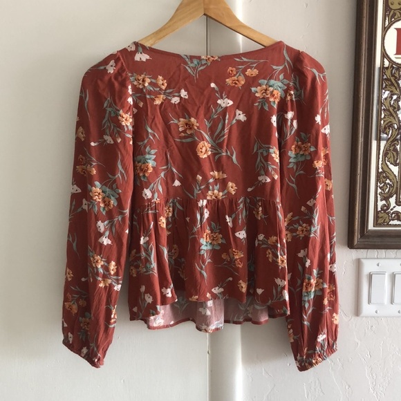 AMERICAN EAGLE | Burt orange floral long sleeve by top top - Picture 6 of 6